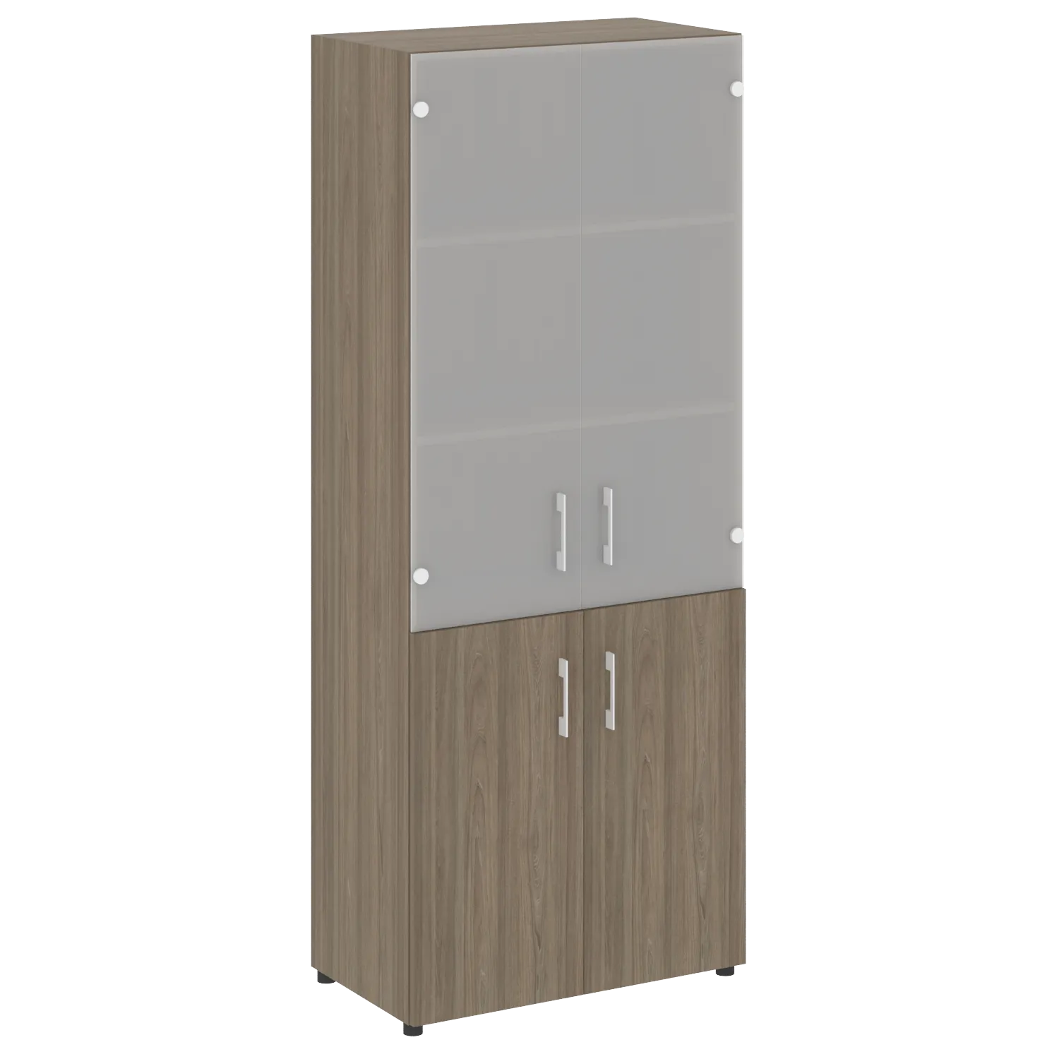 Шкаф высокий широкий (2 низких фасада ЛДСП + 2 средних фасада стекло) Yalta LT.ST-1.2 вяз благородный